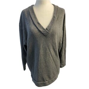 Zara Gray V-Neck Sweatshirt Size Small Oversized Loose Fit Soft And Cozy